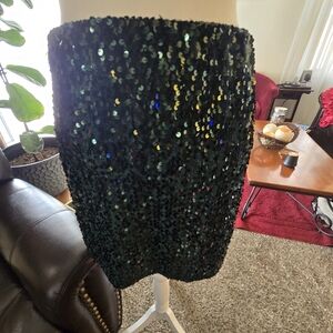 Sequin Green Mini Skirt